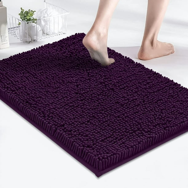 and Room-Burgundy Machine Wash Dry- Perfect Plush Carpet Mats for Tub Extra Soft and Absorbent Microfiber Shag Rug Shower MAYSHINE Chenille Bath Mat for Bathroom Rugs 32 x20 